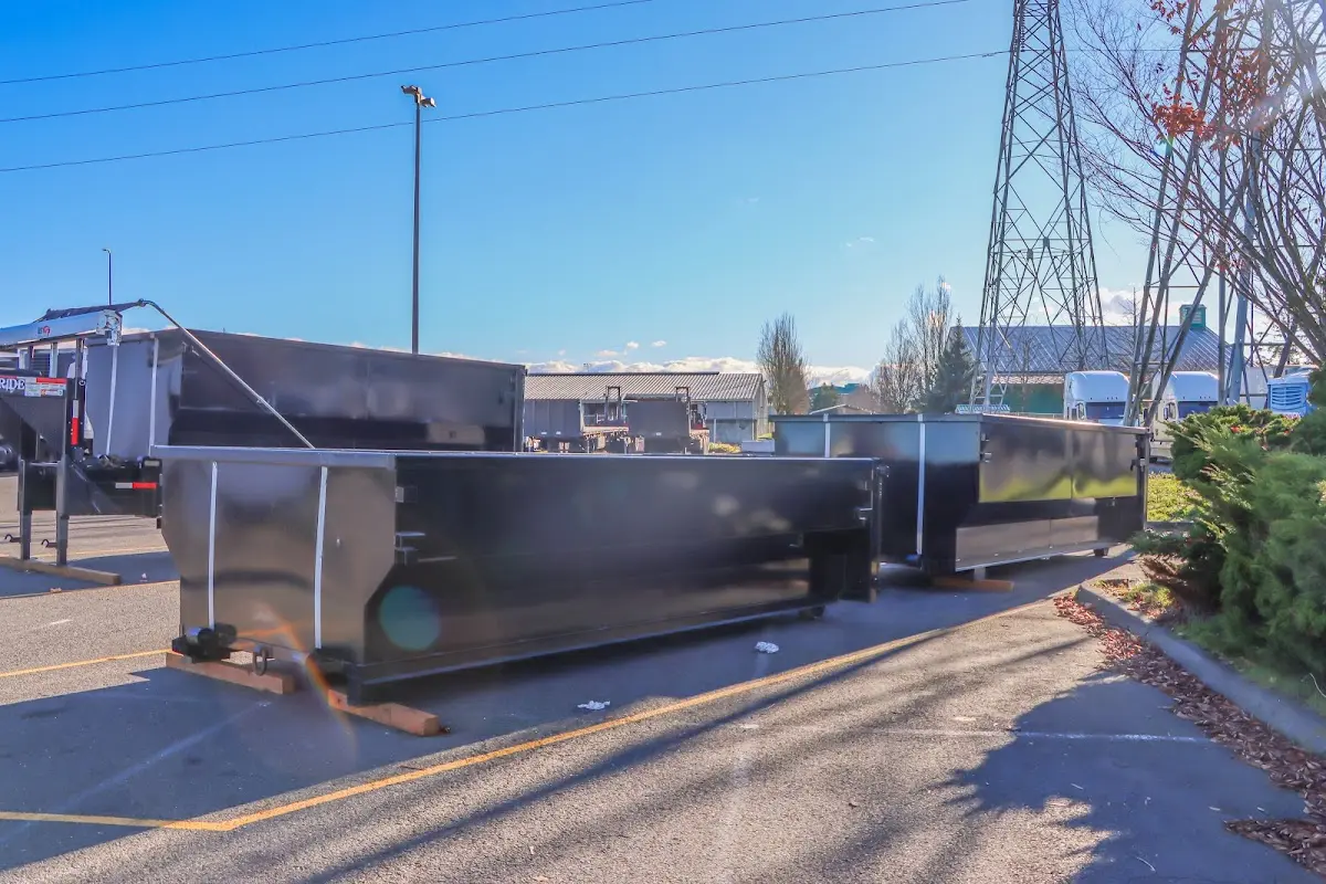 Roll-off dumpster ready for waste disposal at job site for Commercial Dumpster Rental in Hermantown